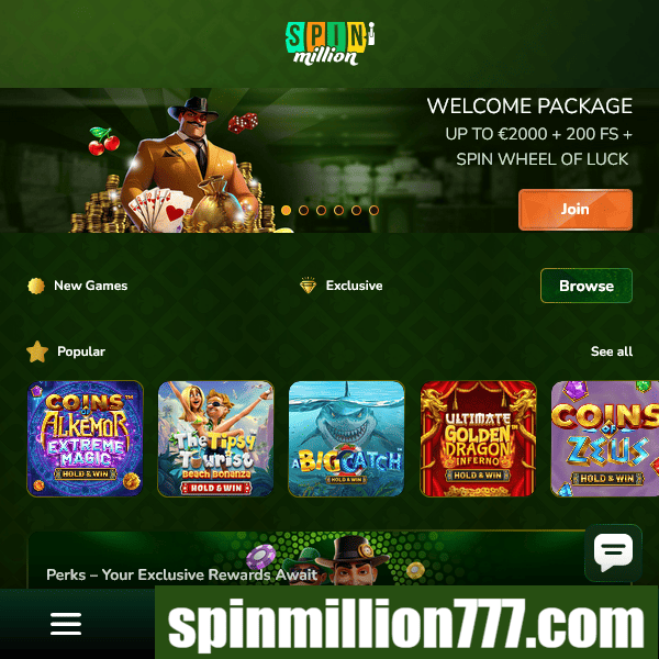 Spin Million - Bonus de bienvenue