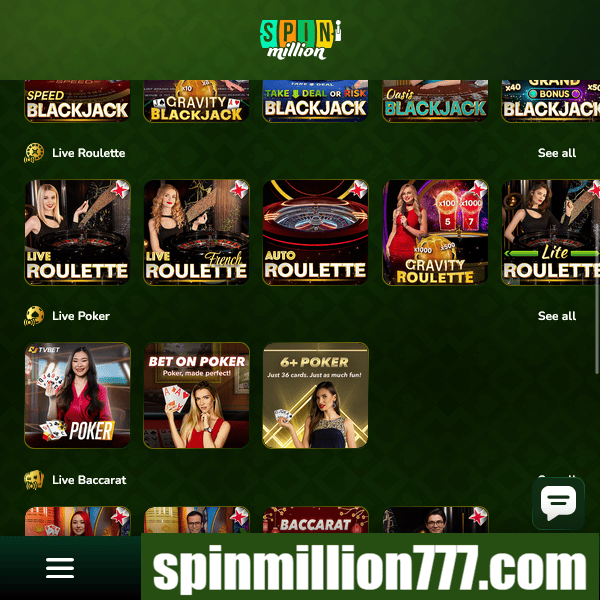 Spin Million - Blackjack en direct
