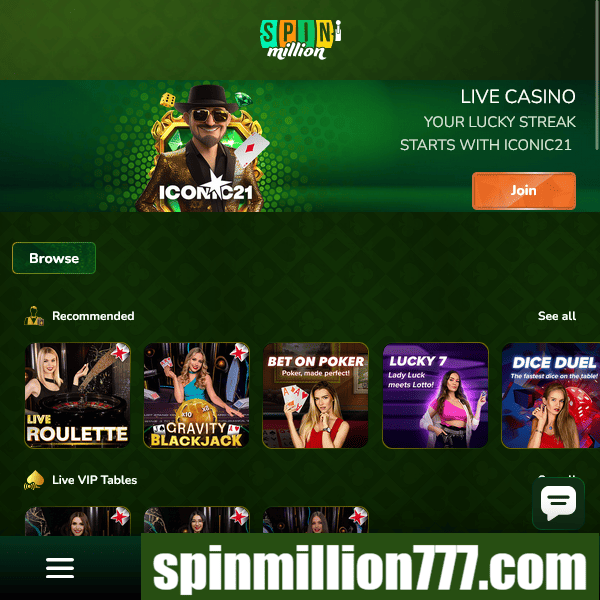 Spin Million - Casino en direct (accueil)