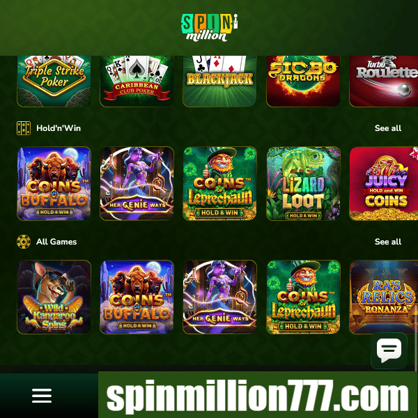 Spin Million - Hold and Win et tous les jeux