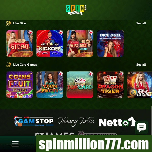 Spin Million - Poker et Baccarat en direct