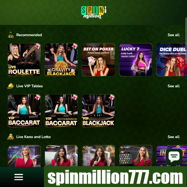 Spin Million - Tables VIP en direct